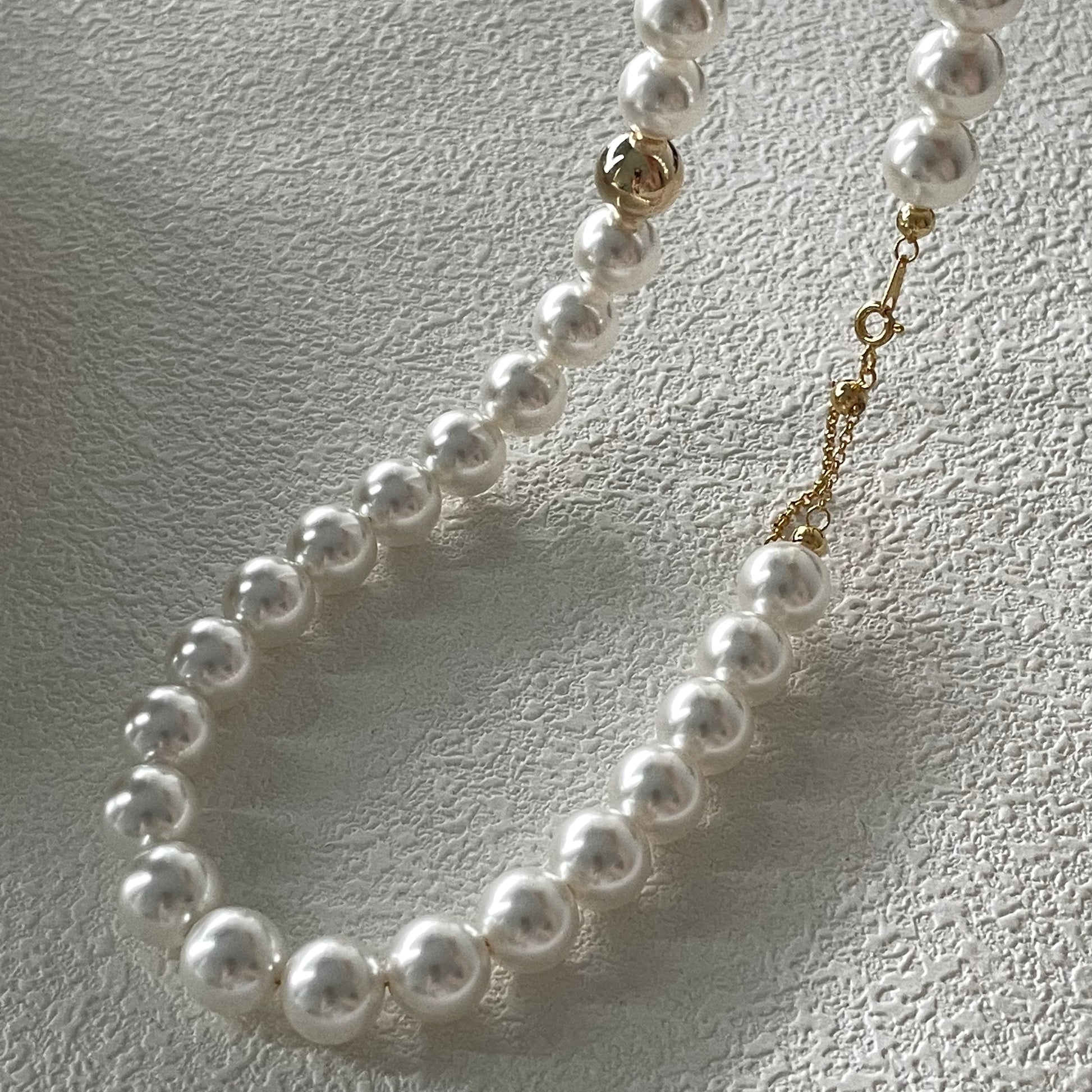 Golden Ball Pearl Necklace 10mm Fairysbox