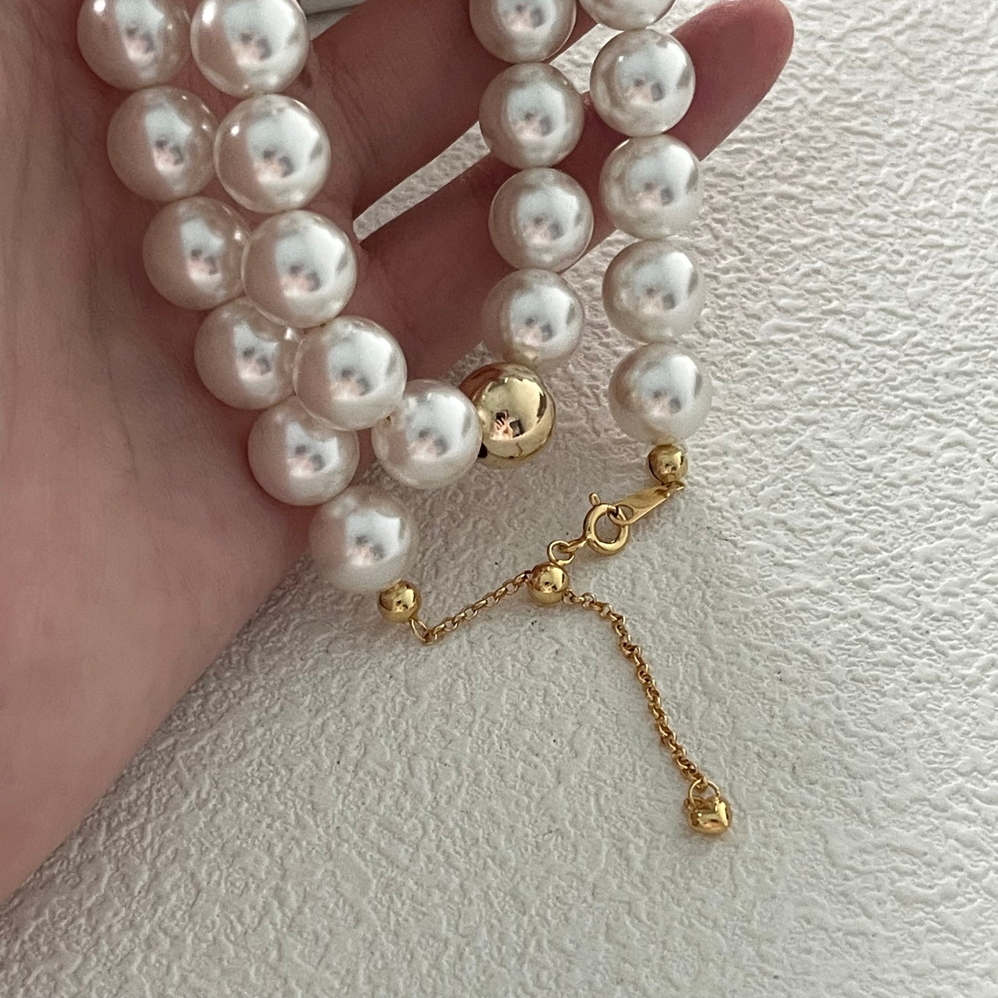 Golden Ball Pearl Necklace 10mm Fairysbox