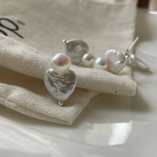 Baroque Heart Pearl Earrings Yellmok